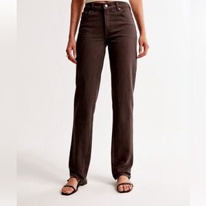 Abercrombie 90s Straight Ultra High Rise Brown Jeans Size 25